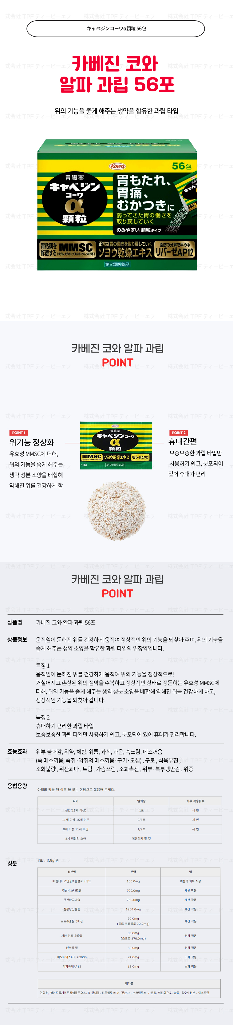 카베진 코와 알파 과립 56포