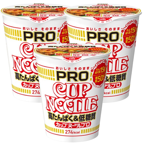 닛신 PRO 고단백 저당질 컵누들 컵라면 3개 세트