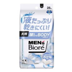비오레 맨즈 얼굴도 닦는 바디시트 깨끗한 비누향 28매입