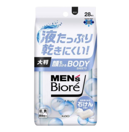 비오레 맨즈 얼굴도 닦는 바디시트 깨끗한 비누향 28매입