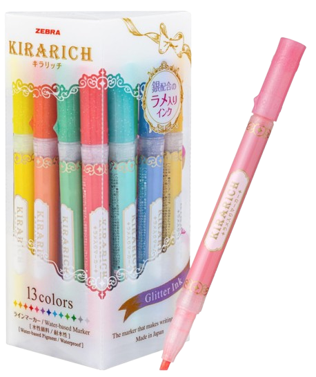 제브라 키라리치 반짝이 형광펜 13색 세트