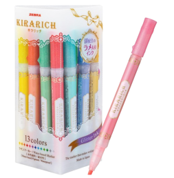 제브라 키라리치 반짝이 형광펜 13색 세트