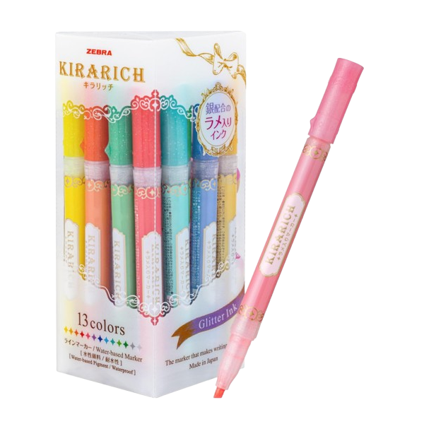 제브라 키라리치 반짝이 형광펜 13색 세트
