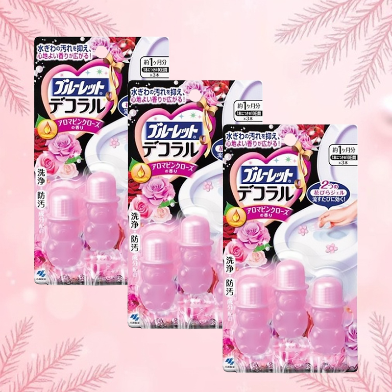 블루렛데코 변기용 방향제(아로마 핑크 로즈 향) 3개 세트