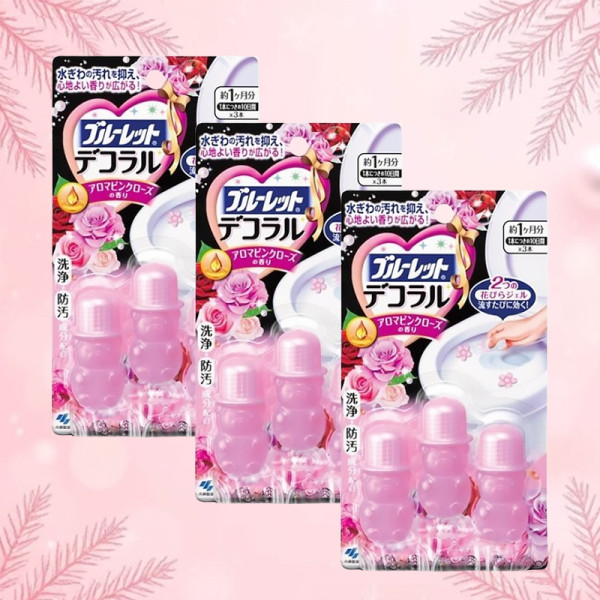 블루렛데코 변기용 방향제(아로마 핑크 로즈 향) 3개 세트