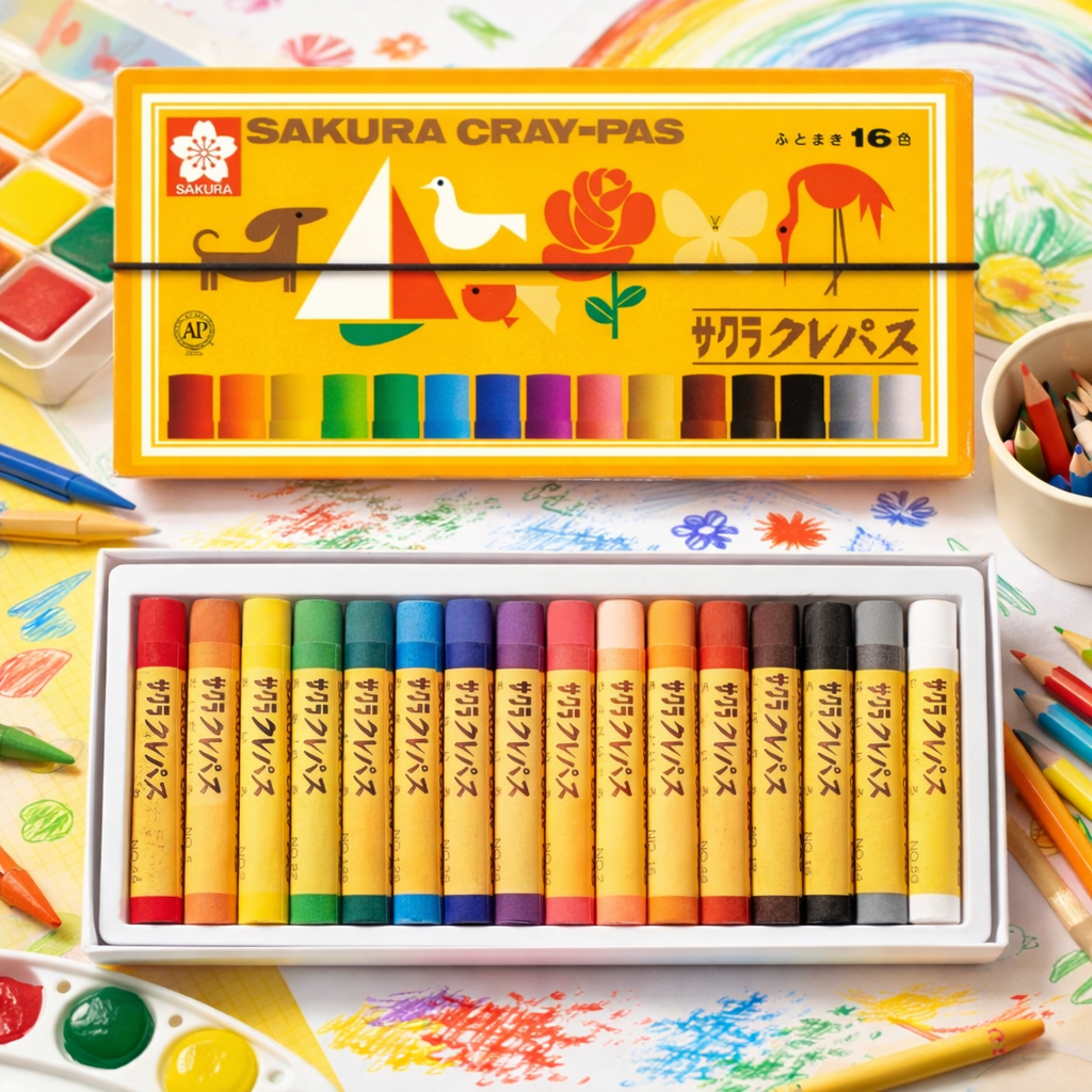 사쿠라 고무밴드부착 크레파스 16색 LP16R