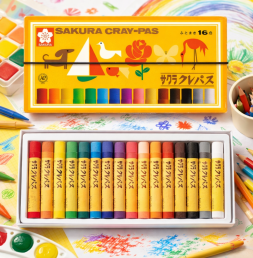 사쿠라 고무밴드부착 크레파스 16색 LP16R