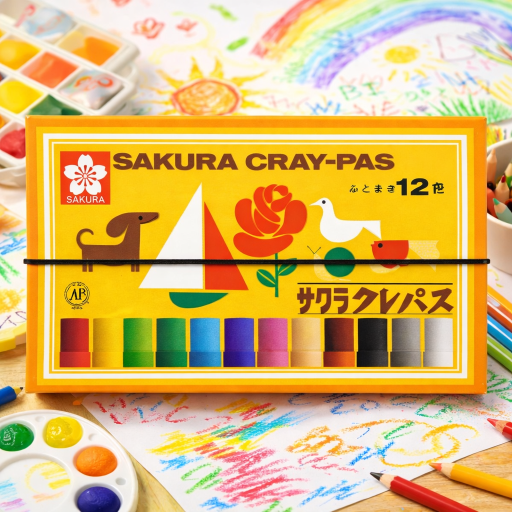 사쿠라 고무밴드부착 크레파스 12색 LP12R