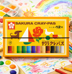 사쿠라 고무밴드부착 크레파스 12색 LP12R