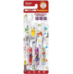 스케이터 포켓몬스터 어린이용 투명 칫솔 3개 세트 3~5세