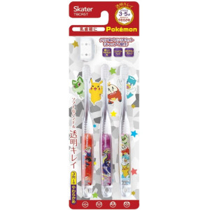 스케이터 포켓몬스터 어린이용 투명 칫솔 3개 세트 3~5세